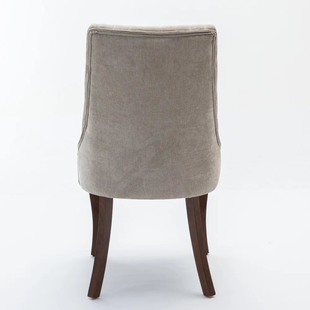 Esszimmerstuhl 2er Set Beige – Modernes Polsterstuhl Set aus Samt mit Nietenverzierung, Knopfung & Holzbeinen bis 127kg
