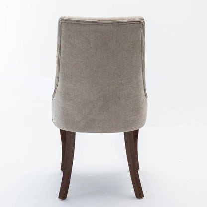 Esszimmerstuhl 2er Set Beige – Modernes Polsterstuhl Set aus Samt mit Nietenverzierung, Knopfung & Holzbeinen bis 127kg
