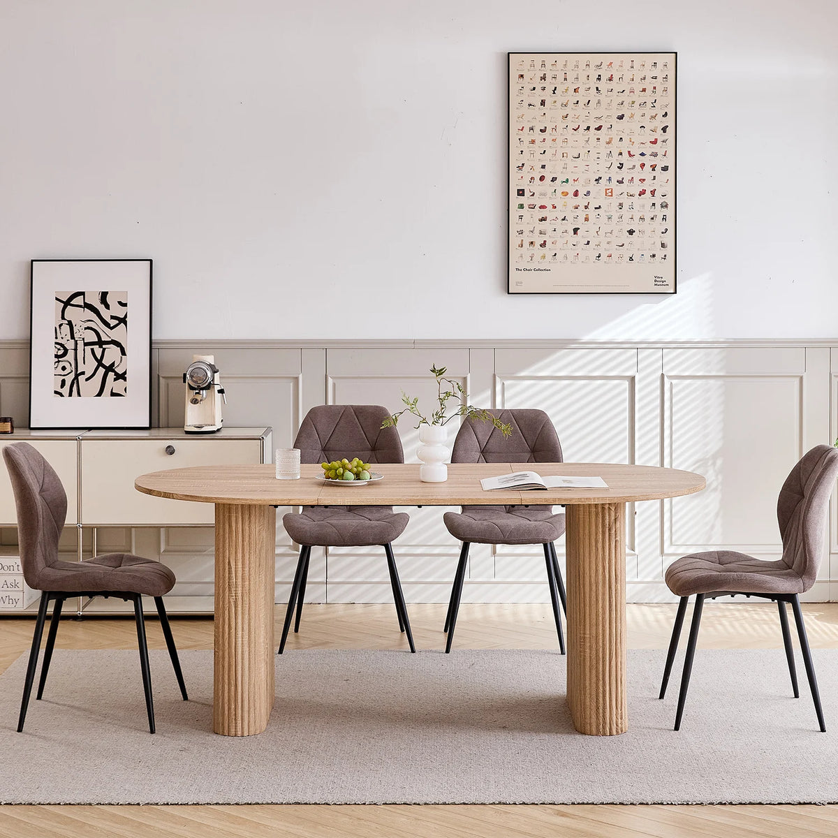 Ovaler Esstisch Holzoptik 160x90cm – Moderner Küchentisch aus MDF für 6 Personen