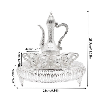Königliches Vintage Tee-Set Silber 8-teilig – Elegantes Teeservice mit Serviertablett
