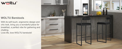 Barhocker 2er Set Samt Dunkelgrau – Ergonomische Tresenstühle 75cm Sitzhöhe mit Metallgestell