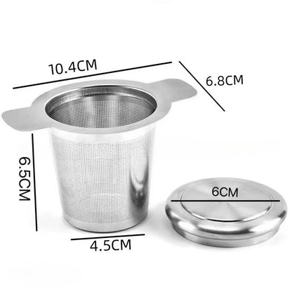Edelstahl Teeseiher mit Silikondeckel – Feines Tee & Kaffeesieb für Tassen & Kannen
