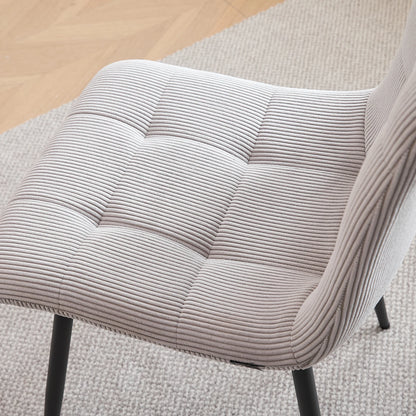 Polsterstühle Cord 2er Set Grau – Moderne Esszimmerstühle mit Metallbeinen für Küche & Wohnzimmer