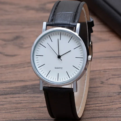 Herren Armbanduhr Schwarz Lederarmband – Minimalistische Analog Quarz Uhr