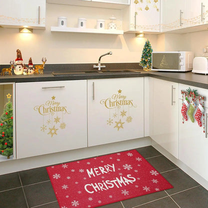 Weihnachten Fußmatte 50x80cm Waschbar – Roter Weihnachts-Abtreter für Eingang & Flur
