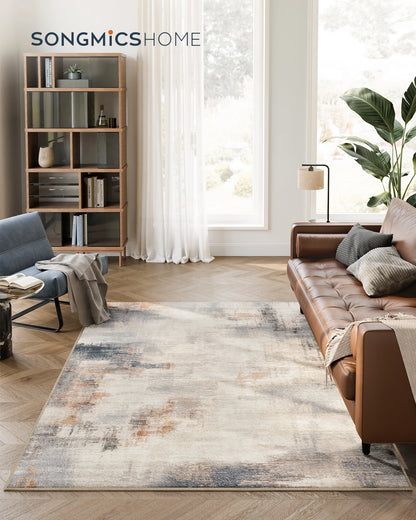 Moderner Teppich 160x230cm Waschbar – Kunstkaschmir Wohnzimmer Teppich Faltbar Camel