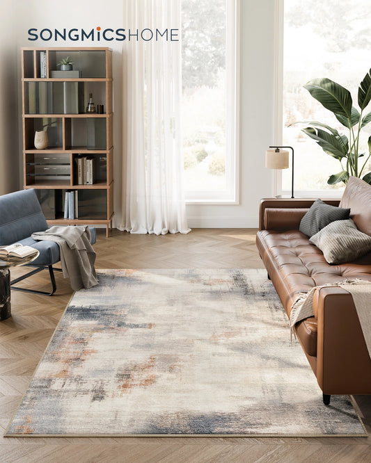 Moderner Teppich 160x230cm Waschbar – Kunstkaschmir Wohnzimmer Teppich Faltbar Camel