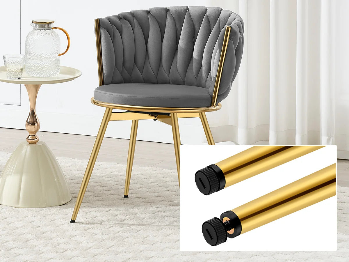 Esszimmerstuhl 2er Set Samt Drehbar – Modernes Polsterstuhl Set 360 Grad mit Metallbeinen bis 150kg