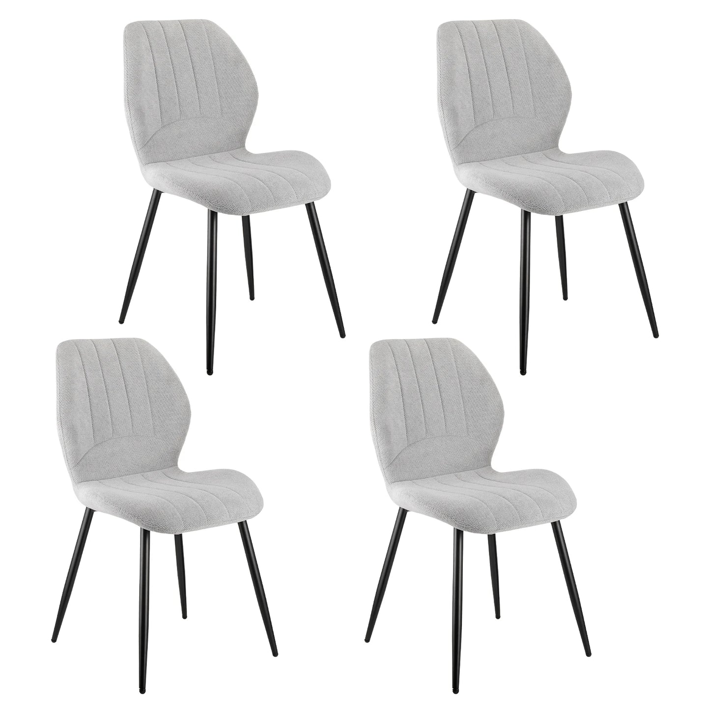 Esszimmerstuhl Set Grau – Modernes Polsterstuhl Set aus Stoff mit Ergonomischer Sitzschale & Metallbeinen