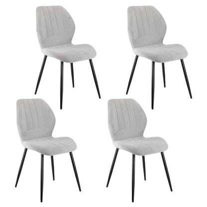 Esszimmerstuhl Set Grau – Modernes Polsterstuhl Set aus Stoff mit Ergonomischer Sitzschale & Metallbeinen