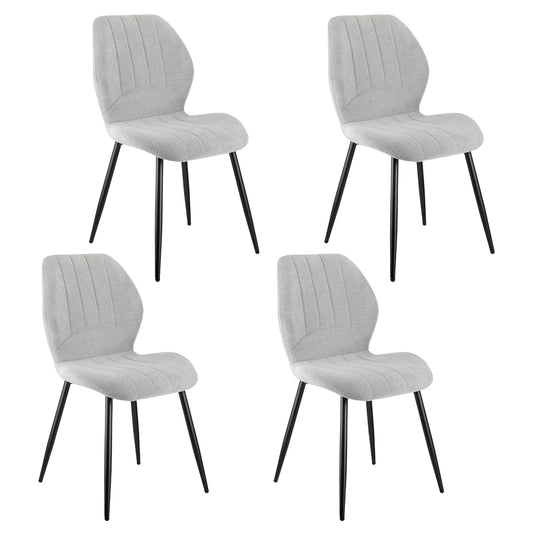 Esszimmerstuhl Set Grau – Modernes Polsterstuhl Set aus Stoff mit Ergonomischer Sitzschale & Metallbeinen
