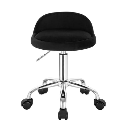 Höhenverstellbarer Rollhocker Samt Dunkelgrau – Ergonomischer Arbeitshocker mit Rückenlehne