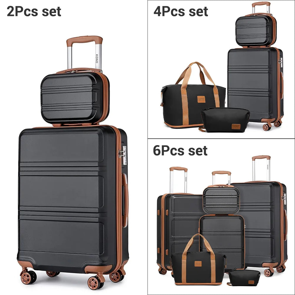Hartschalen Kofferset Schwarz TSA – Leichtes Koffer Set mit Reisetasche & Kosmetikkoffer