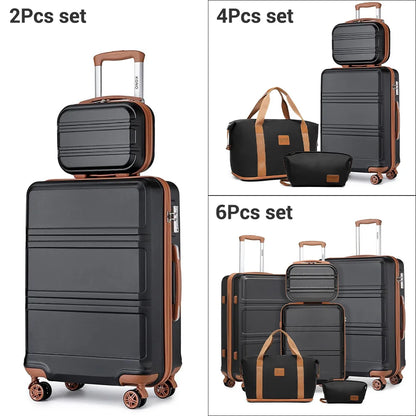 Hartschalen Kofferset Schwarz TSA – Leichtes Koffer Set mit Reisetasche & Kosmetikkoffer