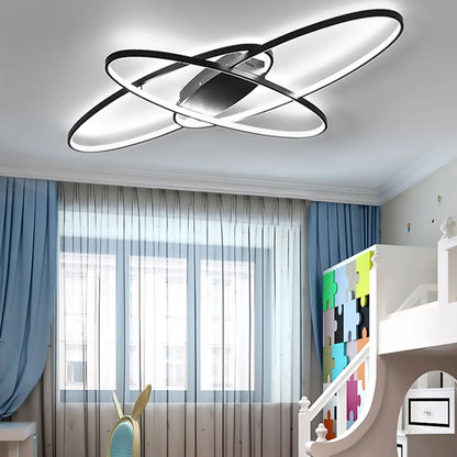 LED Deckenleuchte Schwarz Dimmbar 95 cm – Moderne Designer Lampe mit Fernbedienung
