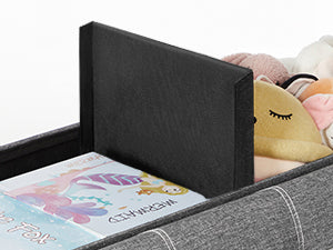 Sitzbank Klappbar mit Stauraum 110cm – Gepolsterte Truhenbank aus Leinen-Imitat bis 300kg