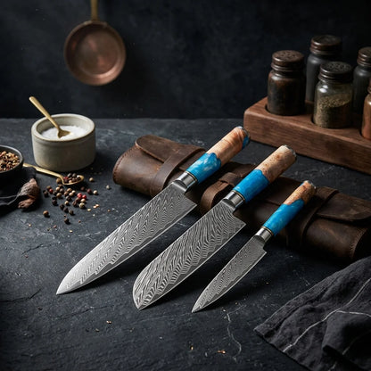 Damast 3-teiliges Küchenmesser-Set